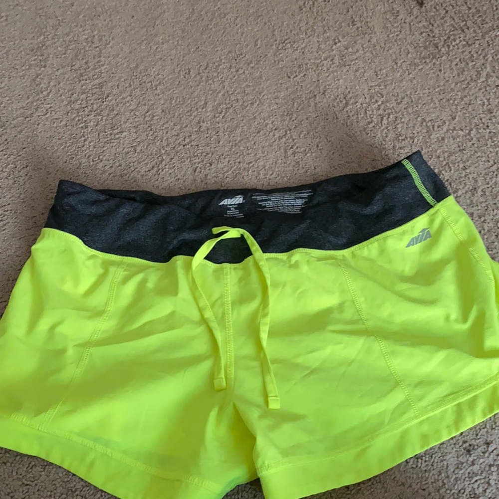 Gray and mine green athletic shorts